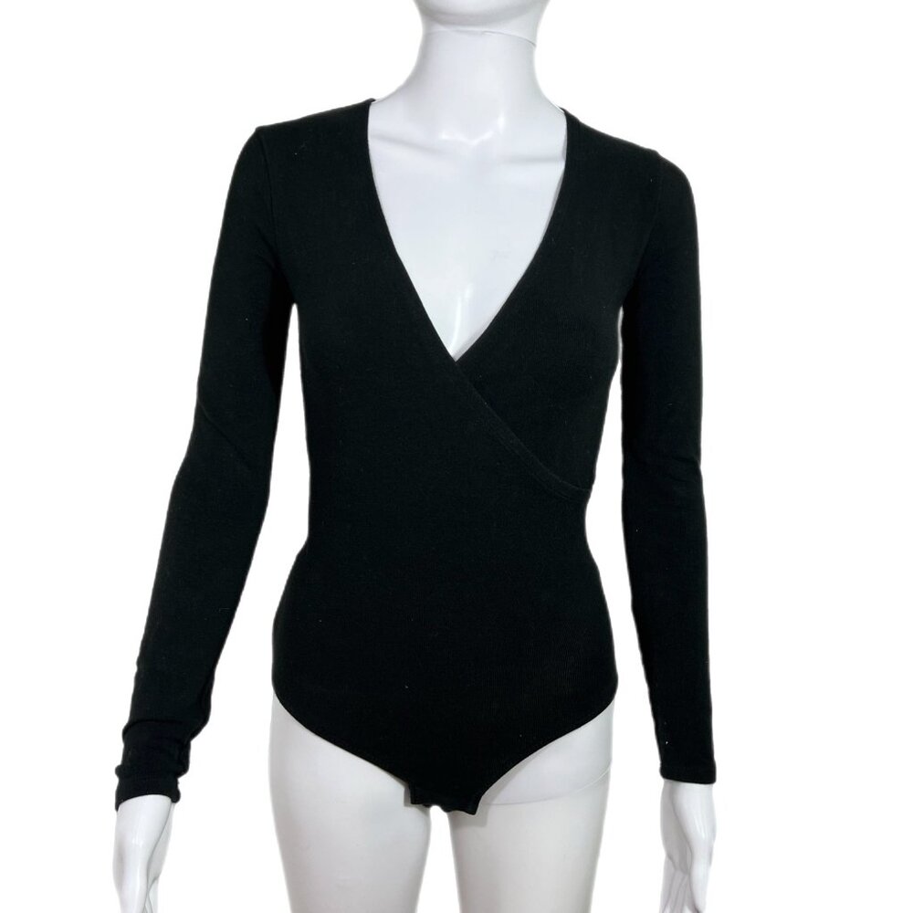 PRE-OWNED - Madewell Black Ballet Wrap Bodysuit Size XS